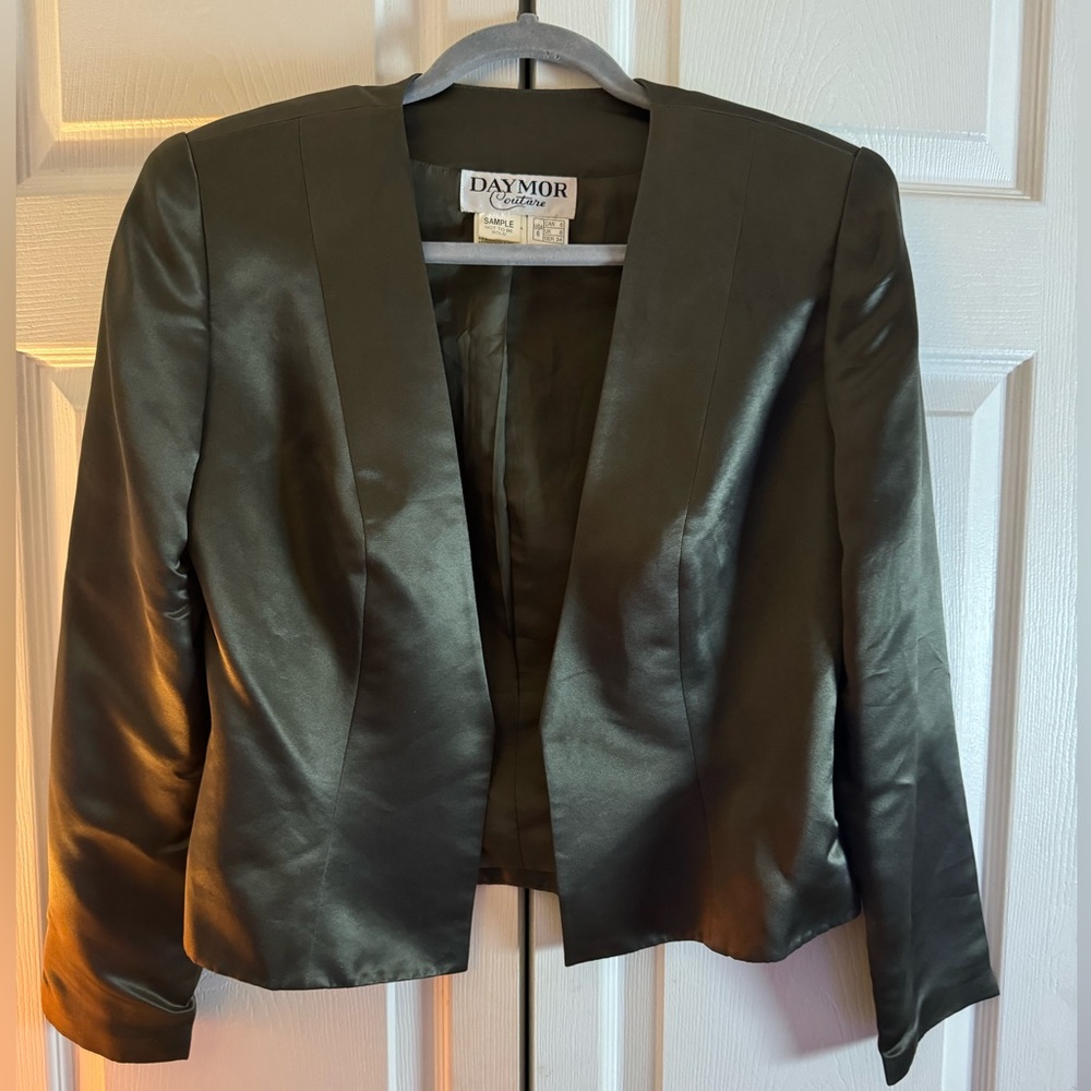 Lux Grey 100% Silk Cropped Evening Blazerr